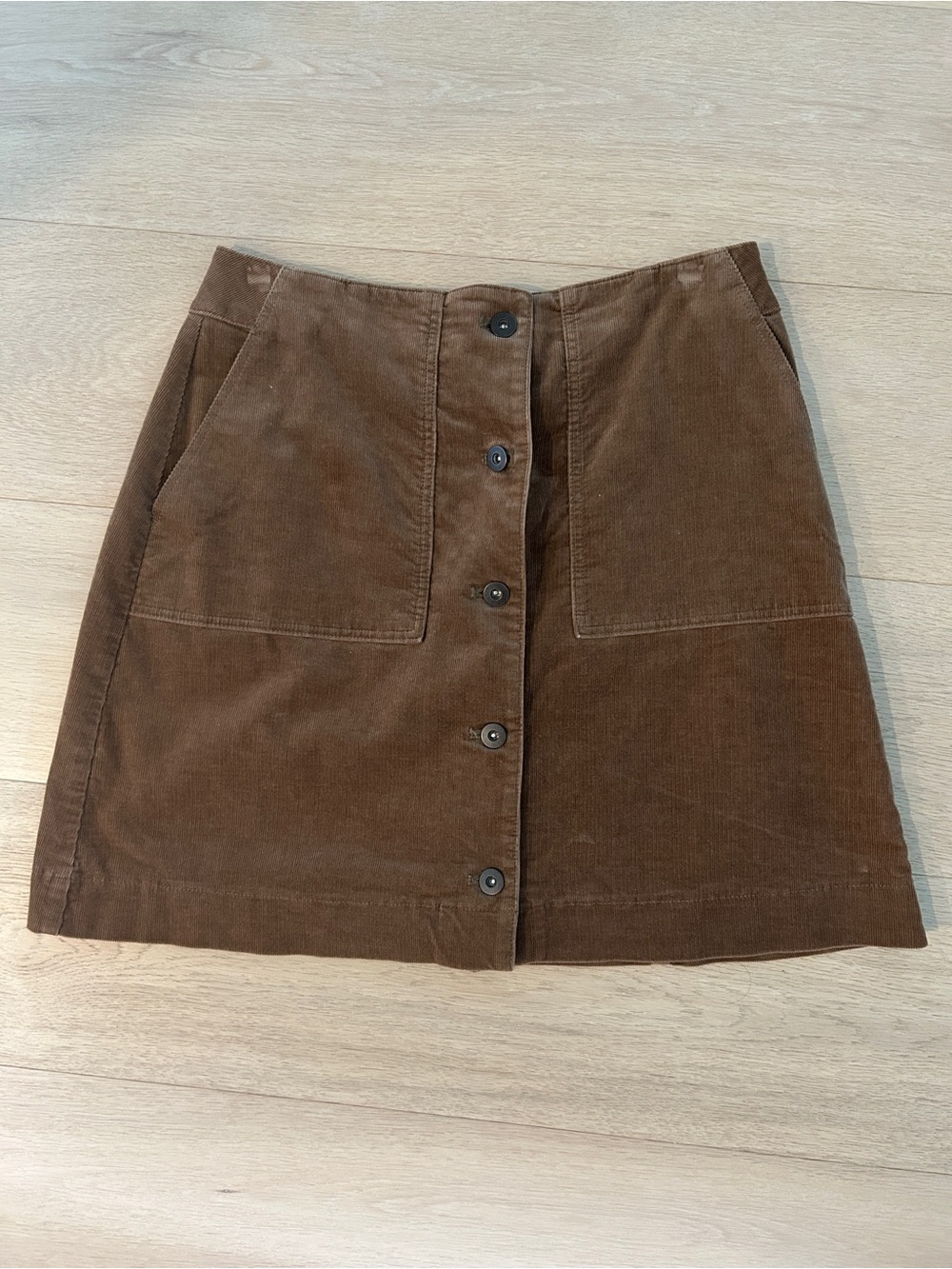 Uniqlo Brown Corduroy Button-Front Mini Skirt